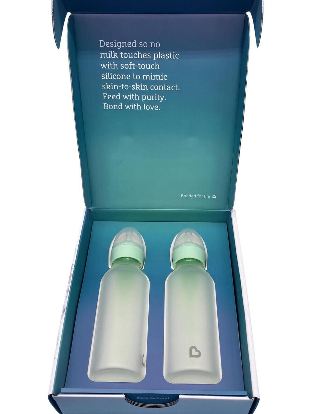 Munchkin Green Silicone Baby Bottles 2 Pack 8oz Stage 1 Wide Soft Nipple Set